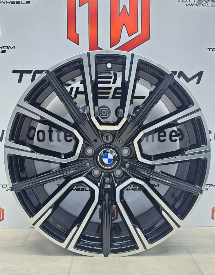 SET OF 4 BRAND NEW 20" BMW 817M STYLE ALLOY WHEELS BLACK MACHINE FACE 5X112