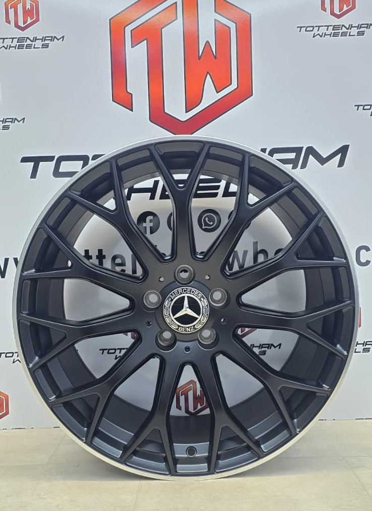 SET OF 4 BRAND NEW 19" MERCEDES GLC43 STYLE ALLOY WHEELS BLACK MACHINE LIP SATAGGERED (Copy)
