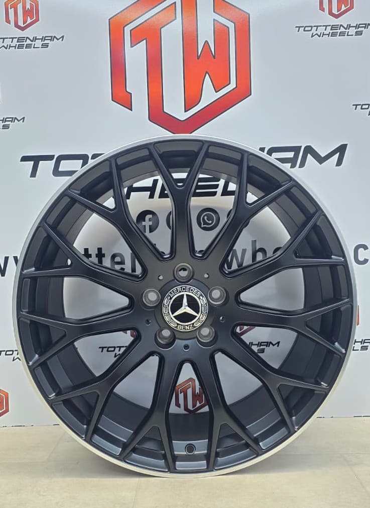 SET OF 4 BRAND NEW 19" MERCEDES GLC43 STYLE ALLOY WHEELS BLACK MACHINE LIP SATAGGERED (Copy)