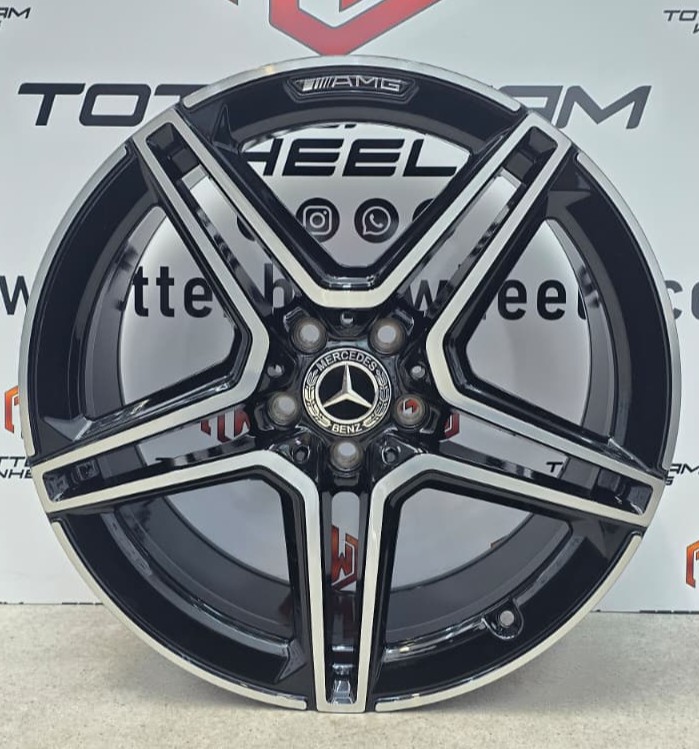 SET OF 4 BRAND NEW 19" MERCEDES A45 STYLE ALLOY WHEELS SATIN BLACK MACHINE FACE
