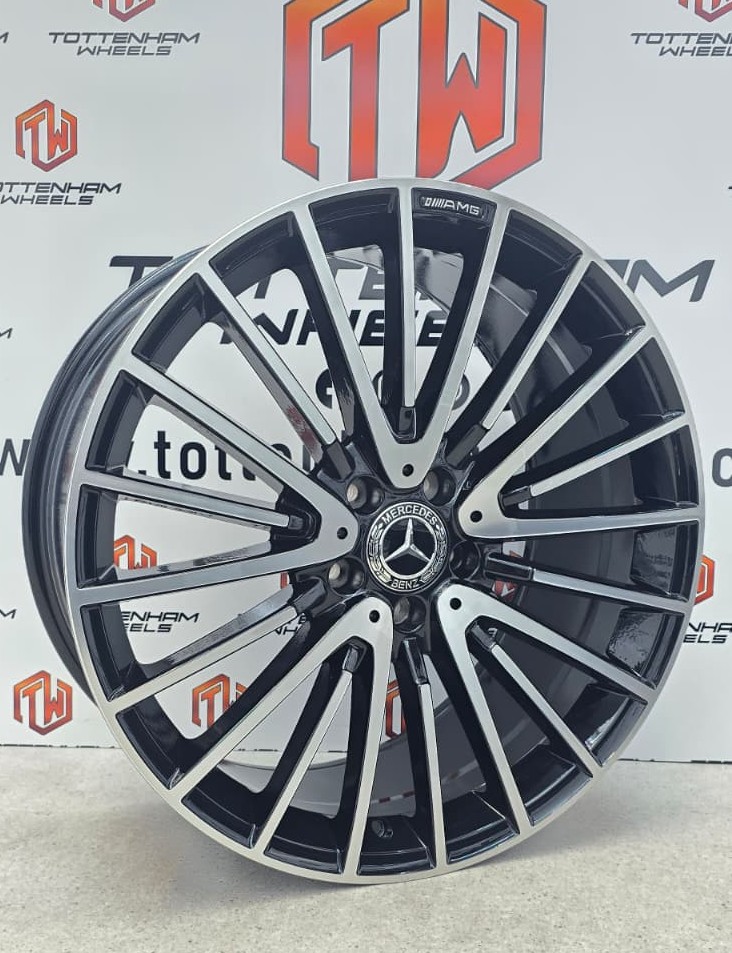 SET OF 4 BRAND NEW MERCEDES TURBINE (02) STYLE ALLOY WHEELS BLACK MACHINE FACE