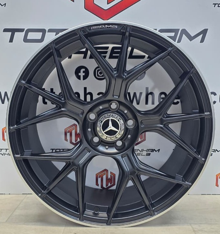 SET OF 4 BRAND NEW 19" MERCEDES GT S STYLE ALLOY WHEELS SATIN BLACK MACHINE LIP