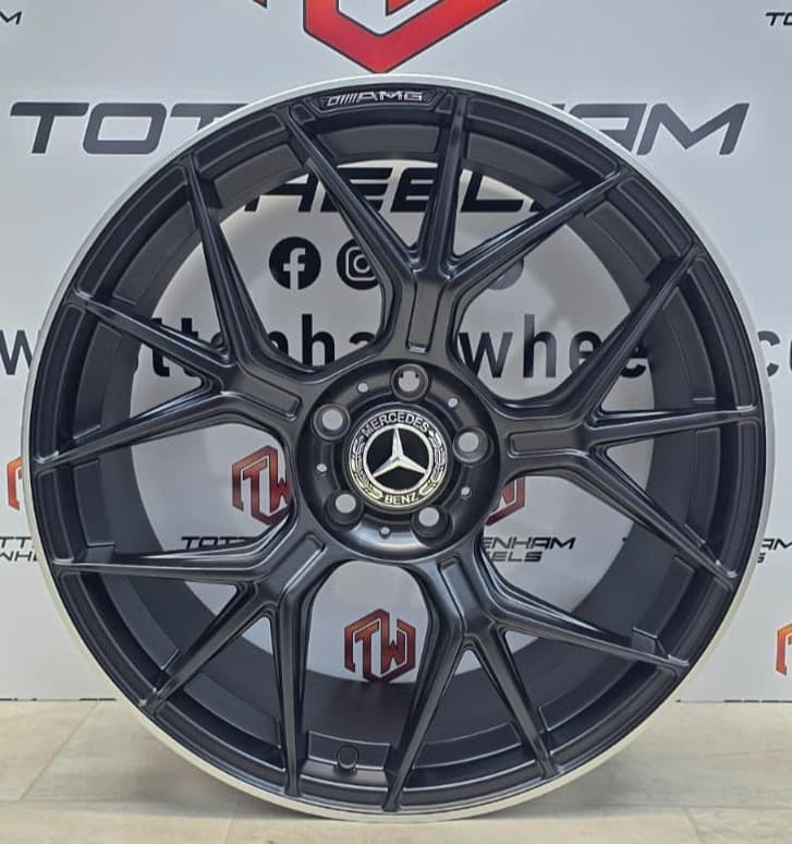 SET OF 4 BRAND NEW 19" MERCEDES GT S STYLE ALLOY WHEELS SATIN BLACK MACHINE LIP