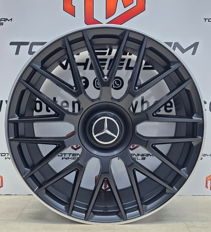 SET OF 4 BRAND NEW 19" MERCEDES C63 10S STYLE ALLOY WHEELS SATIN BLACK MACHINE LIP