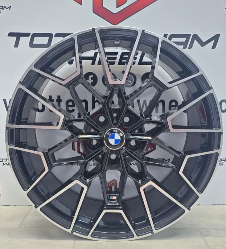 SET OF 4 BRAND NEW 18" BMW 827M STYLE ALLOY WHEELS GLOSS BLACK AND DIAMOND CUT 5X112