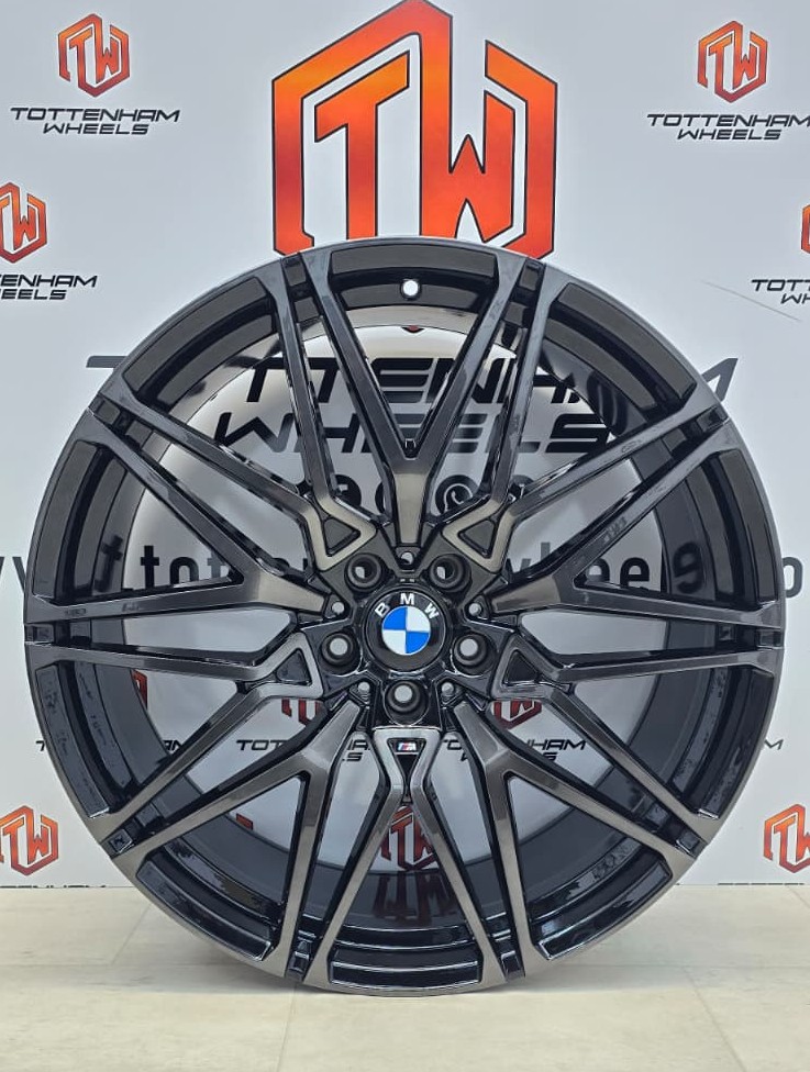 SET OF 4 BRAND NEW 20" BMW 818M STYLE ALLOY WHEELS GLOSSY-BLACK MACHINE FACE WITH TINTED LACQUER 5X120