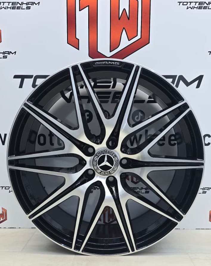 SET OF 4 BRAND NEW 19" MERCEDES E43 STYLE ALLOY WHEELS BLACK DIAMUND CUT
