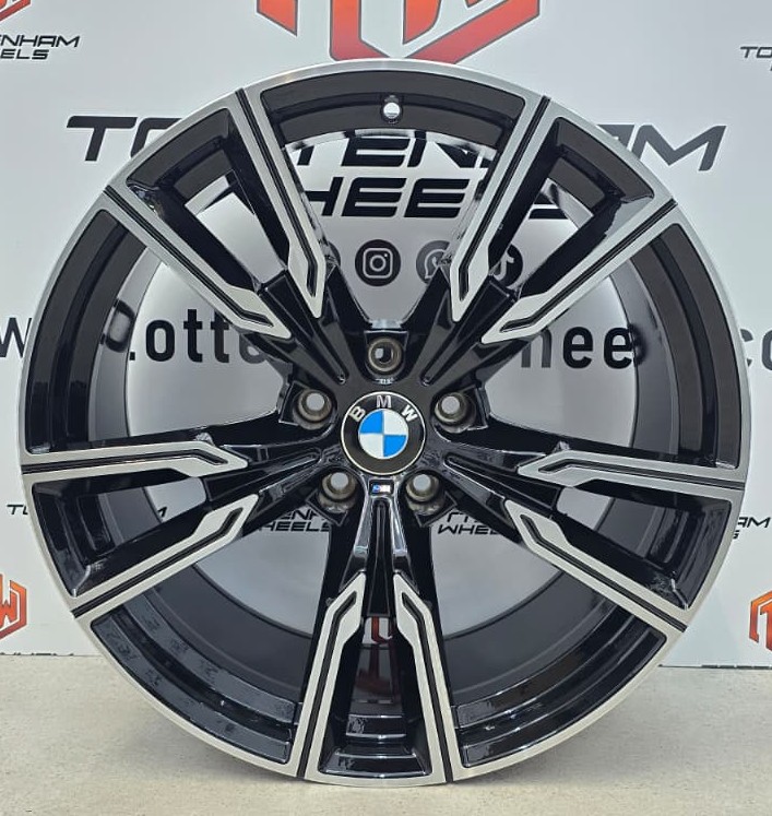 Set of 4 Brand New 20" BMW 747M Style Alloy Wheels Black Diamond cut - 5x120