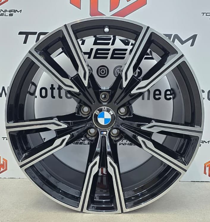 Set of 4 Brand New 20" BMW 747M Style Alloy Wheels Black Diamond cut - 5x120