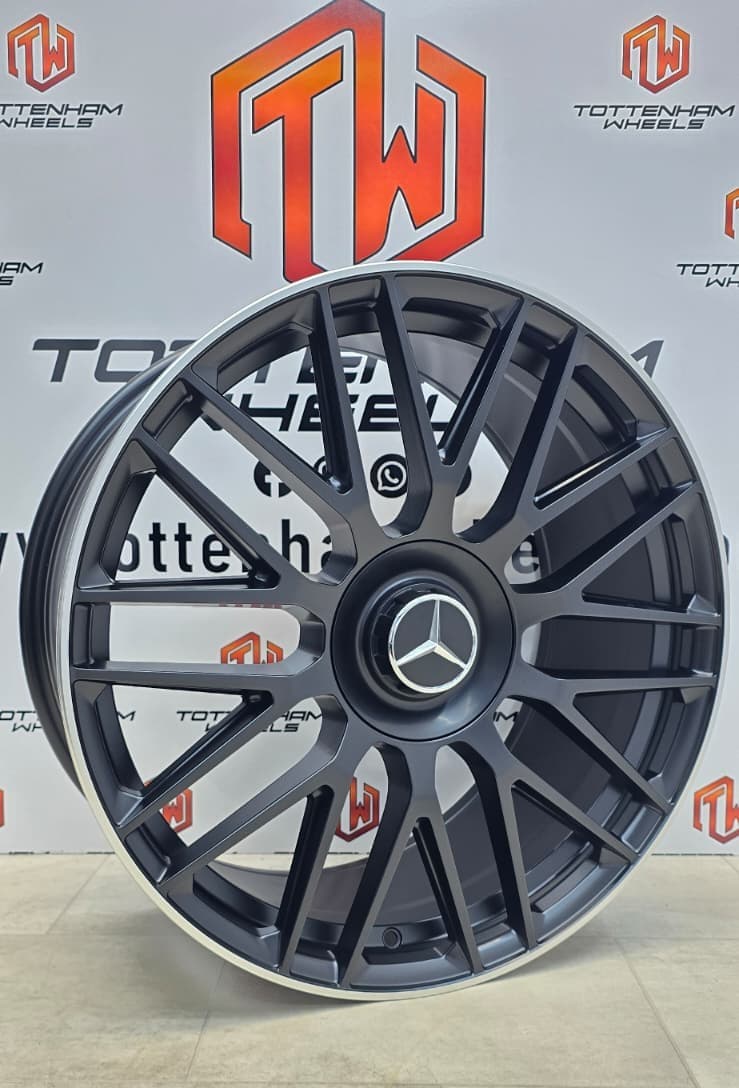 SET OF 4 BRAND NEW 19" MERCEDES C63 STYLE SATIN BLACK MACHINE LIP