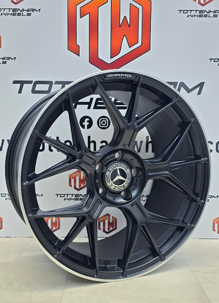 SET OF 4 BRAND NEW 19" MERCEDES GT S STYLE ALLOY WHEELS BLACK MACHINE LIP STAGGERED