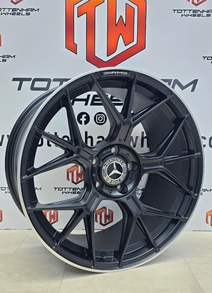 SET OF 4 BRAND NEW 19" MERCEDES GT S STYLE ALLOY WHEELS BLACK MACHINE LIP STAGGERED