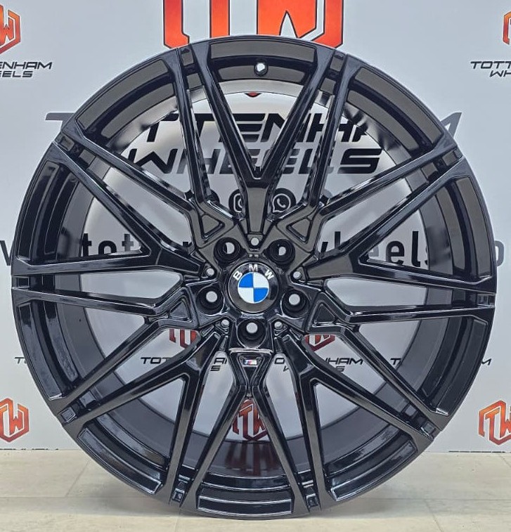 SET OF 4 BRAND NEW BMW 818M STYLE ALLOY WHEELS GLOSS BLACK DIAMOND CUT 5X112